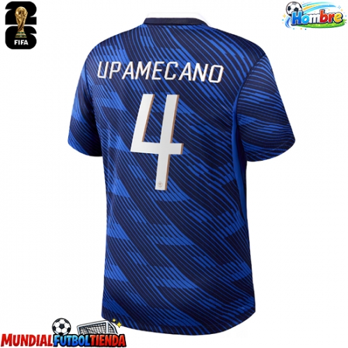 Camiseta Francia Dayot Upamecano #4 Primera Equipación Replica Mundial 2026 mangas cortas